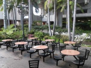 Outdoor table and chairs for corporate office