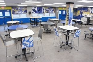 Cafeteria Tables and stools in school