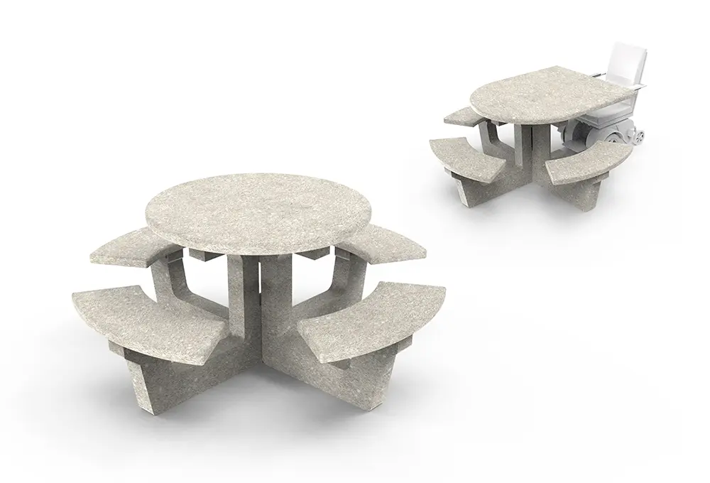 Getzen Concrete Outdoor Table with Benches
