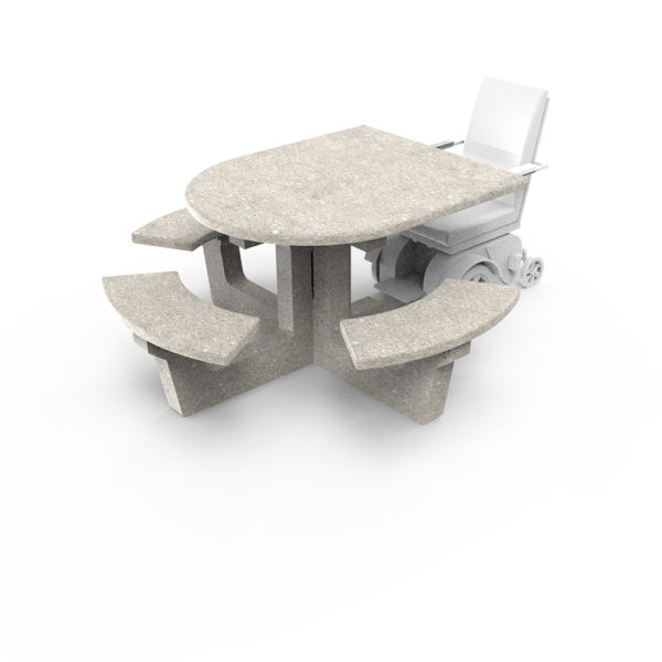 Getzen Concrete outdoor table and bench with wheelchair access