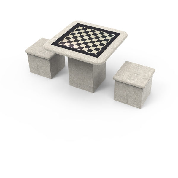 Getzen Concrete outdoor table and bench with game top